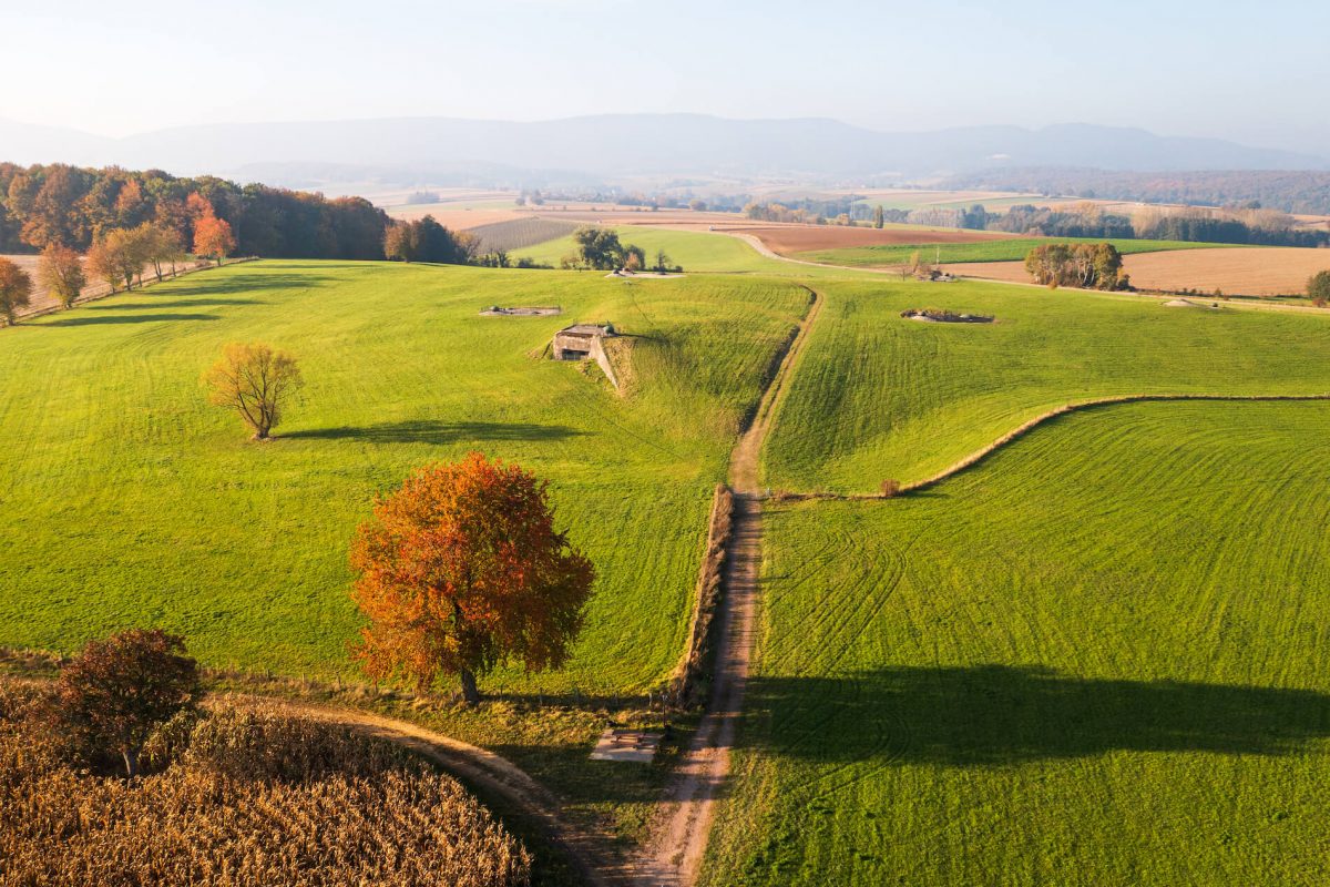 Vue panoramique sur les Vosges du Nord depuis une tourelle du Fort de Schoenenbourg